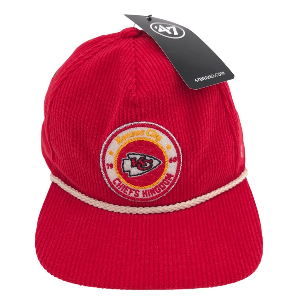 Stoney Clover Lane 47 KC Chiefs Touch Down Hitch Adjustable Hat Red Corduroy NEW